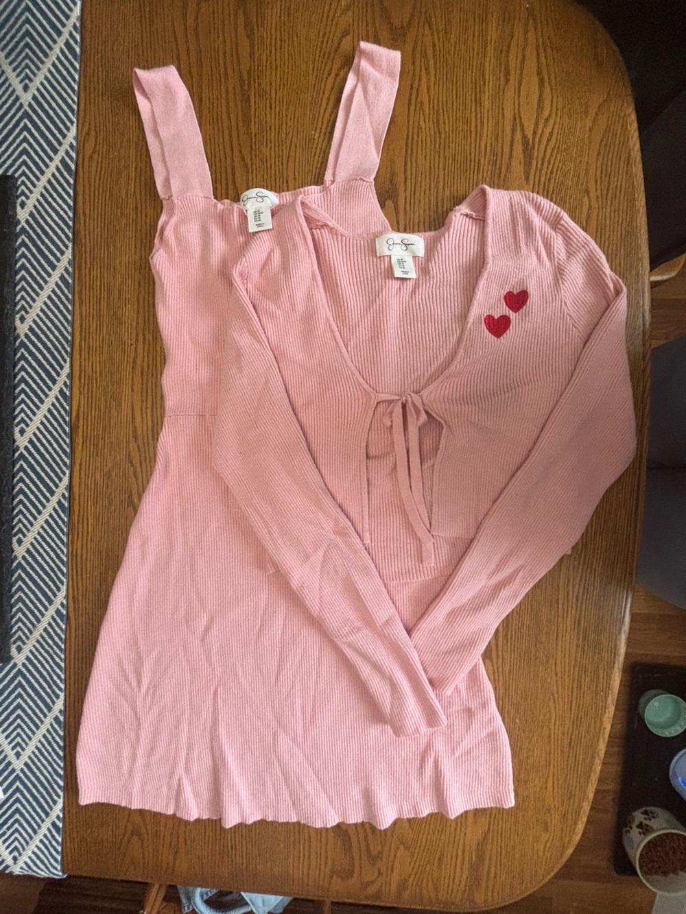 Jessica Simpson Pink Ribbed Knit Cardigan and Mini Dress